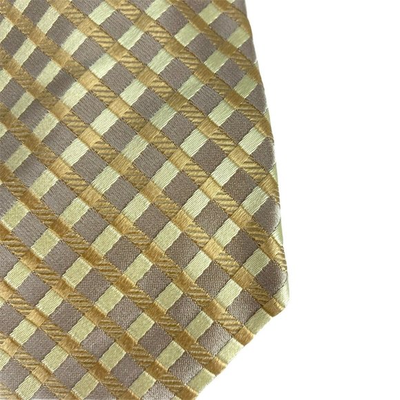 BCBG Attitude Yellow Gold Intersecting Stripes Tie - Picture 4 of 9